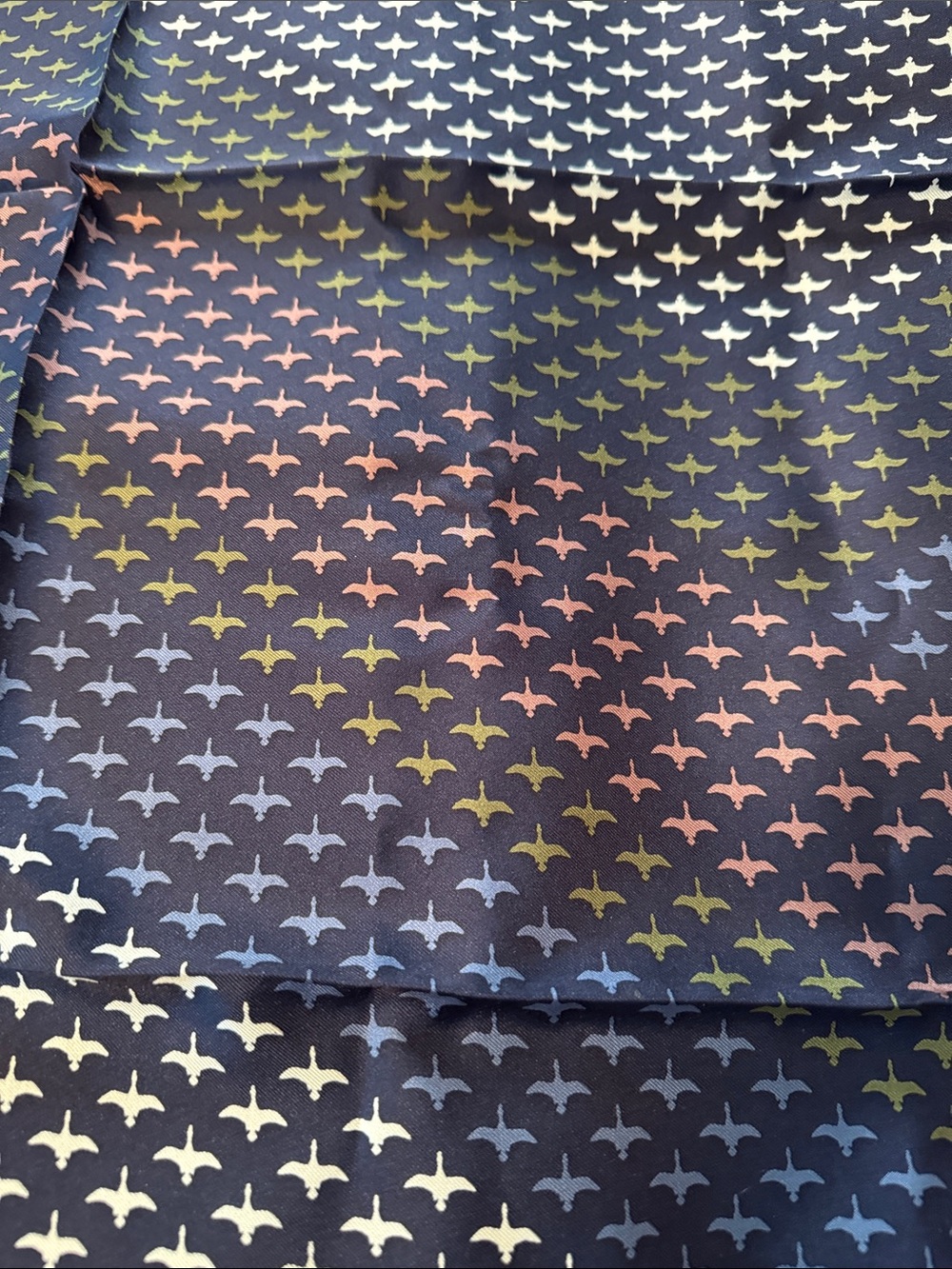 Tory Burch Navy and Burgundy Silk Logo-Motif Scarf - Picture 7 of 8